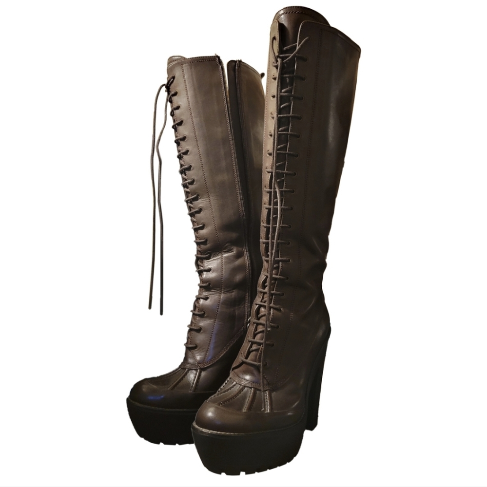 polo ralph lauren high-heel riding boots - duck shoe style 37eu 6us